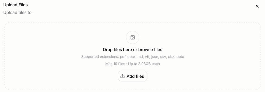 CoreAI Portal file upload panel