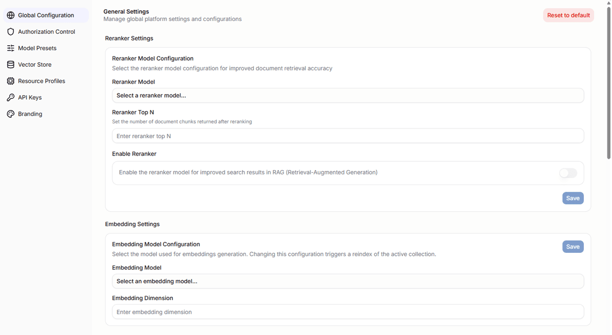 CoreAI Portal Global Configuration