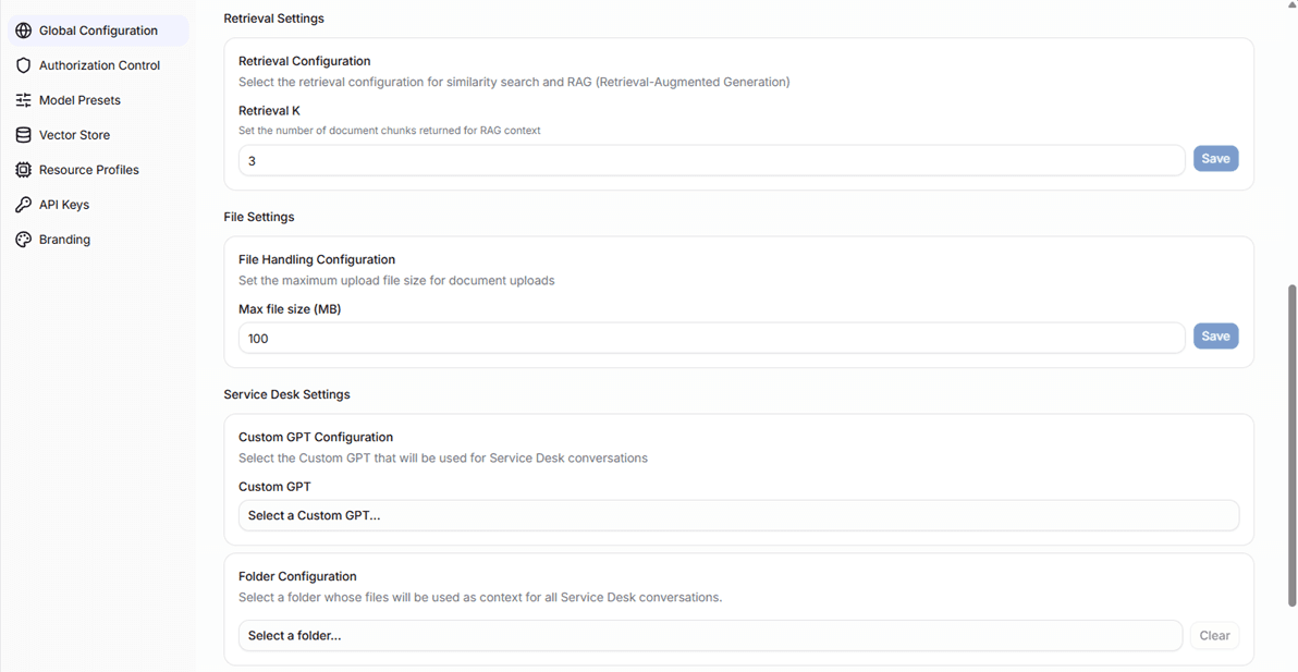 CoreAI Portal Global Configuration