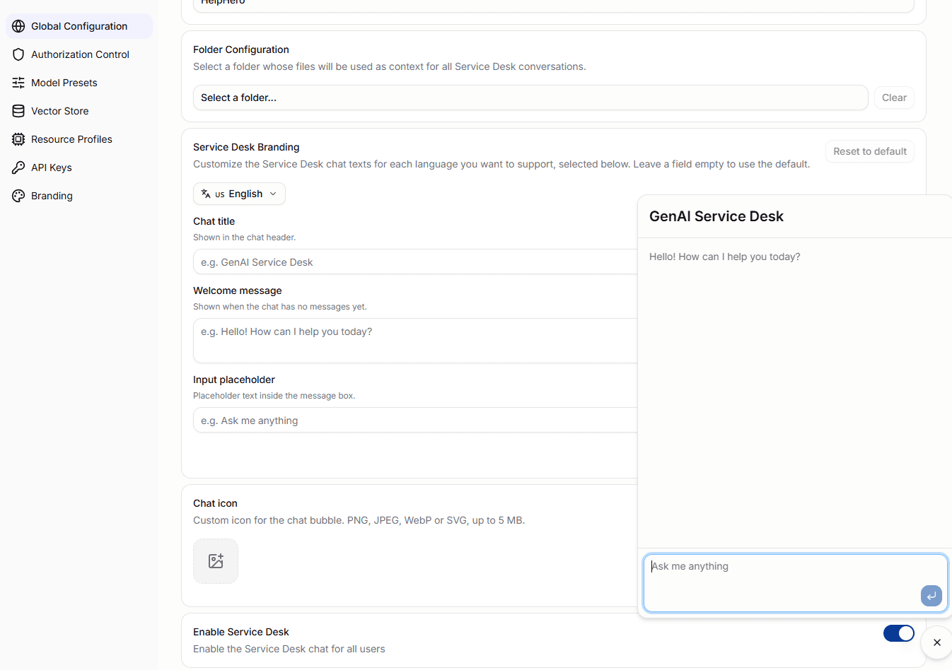 CoreAI Portal Service Desk Chat